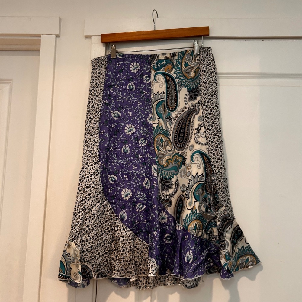 Sundance Silk Patchwork Floral Midi Skirt Womens XS Cottagecore Hippie Boho - Picture 10 of 10